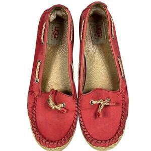 Ugg Austrailian Moccasin Boat Shoe Fur Chivon Slip On Womens Size 8.5 Corral‎